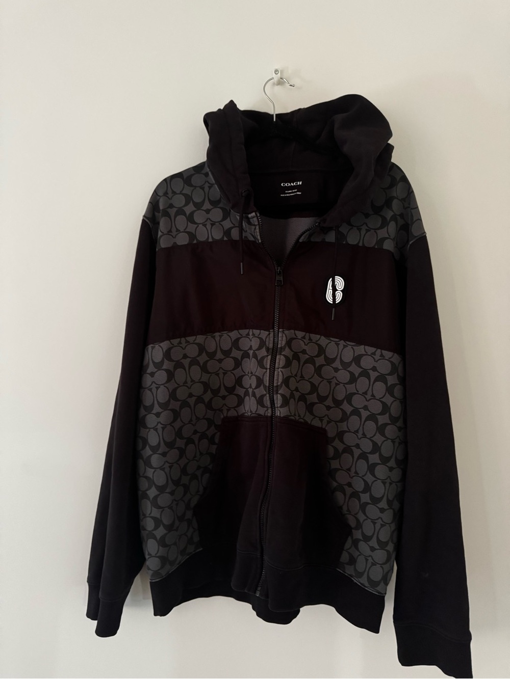Coach Black Zip-Up Hoodie with Branded Tag